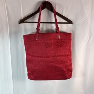 Michael Kors red embossed MK logo tote bag-pre-owned